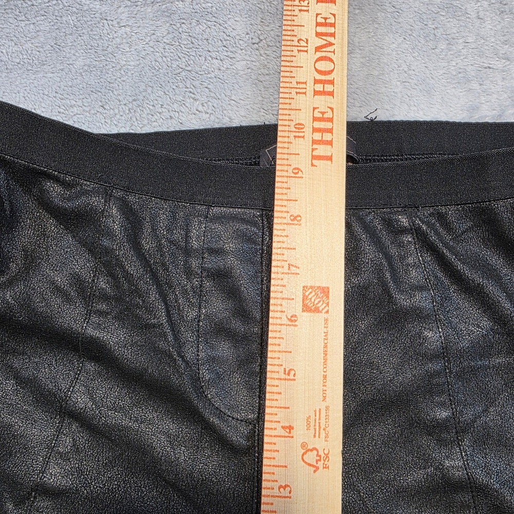 BCBGMAXAZRIA‎ Women Small Black Leggings Faux Leather Ribbed Panel Moto - Picture 6 of 10